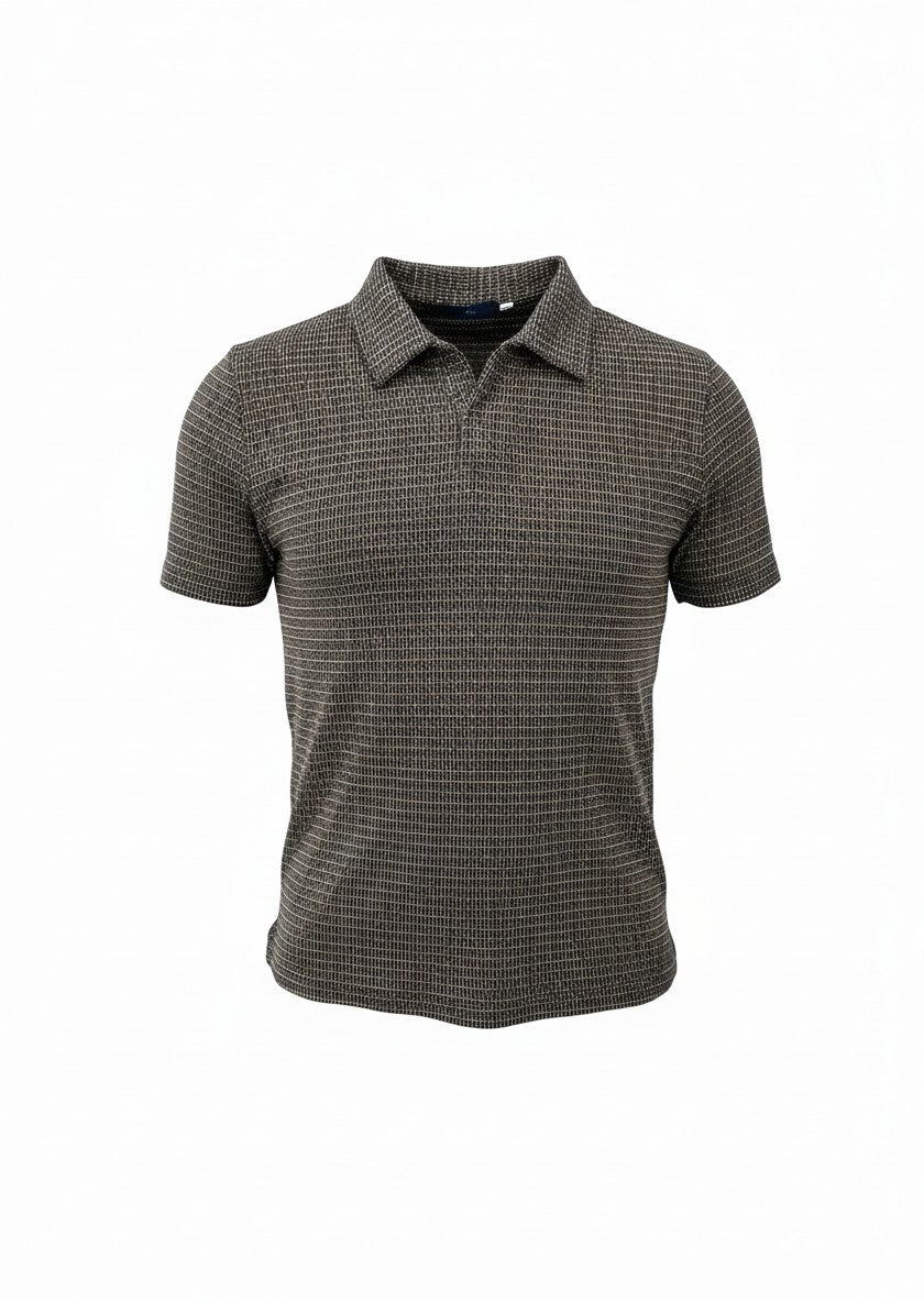 Men’s Textured Knit Polo Shirt – Casual Slim Fit Short Sleeve