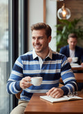 Men’s Striped Long Sleeve Polo Shirt – Classic Casual Cotton Polo