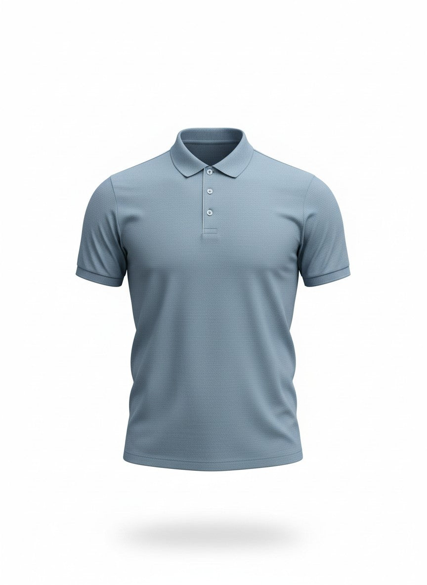 Men’s Light Blue Solid Polo T-Shirt – Premium Casual Cotton Polo