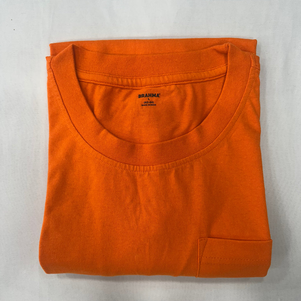 Men’s Bamboo Cotton Pocket T-Shirt – Ultra Soft Breathable Tee (Orange)