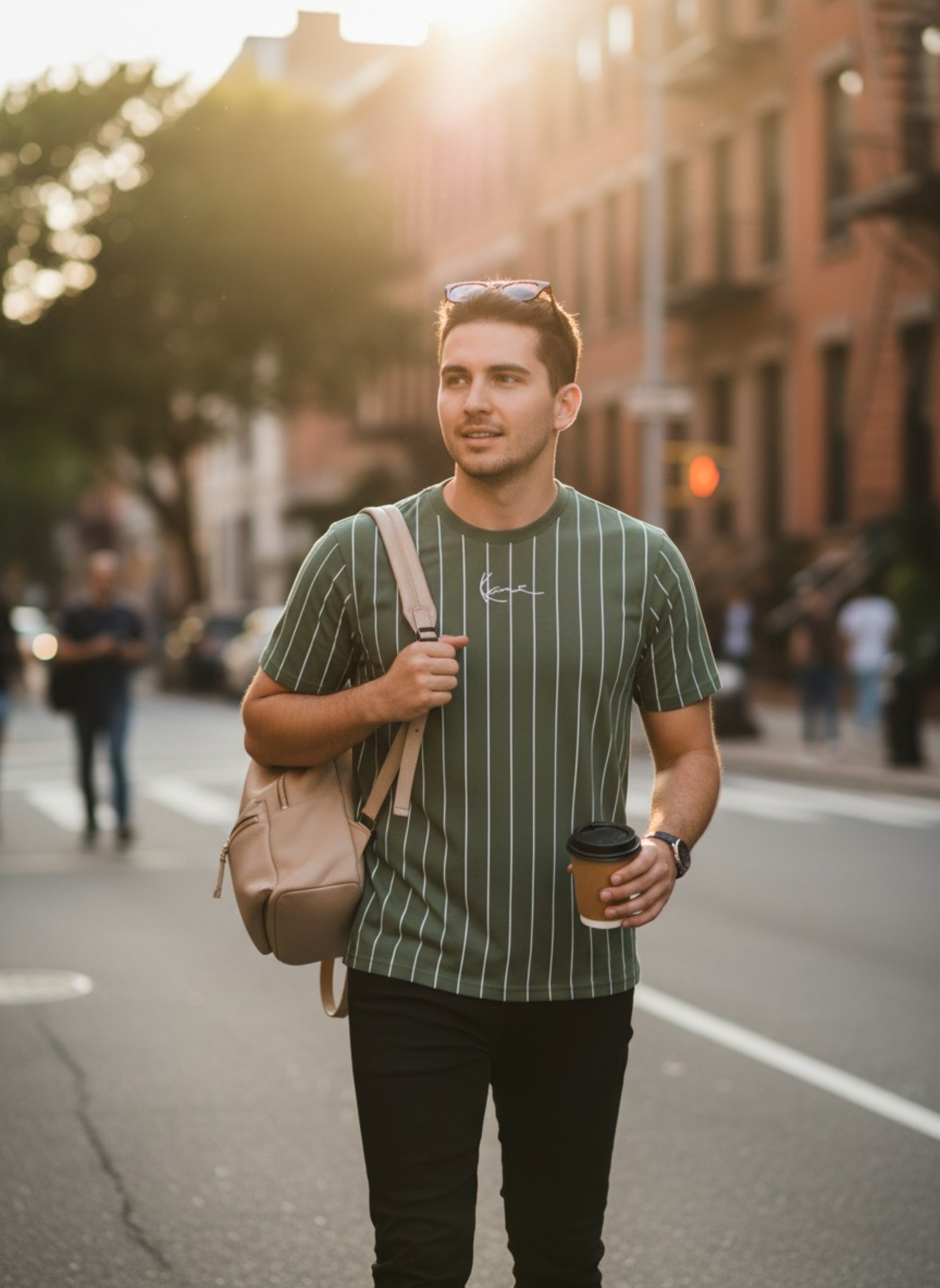 Men’s Round Neck Vertical Stripe T-Shirt – Premium Cotton Knit limited edition Tee